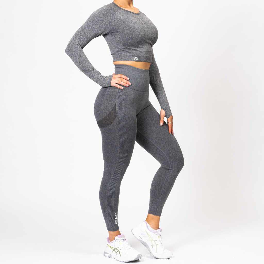 Nicki Marle Scrunch Crop Top Charcoal - Artemis Active