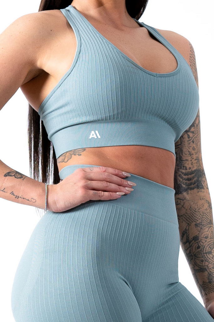 Amy Ribbed Sports Bra Slate - Artemis Active