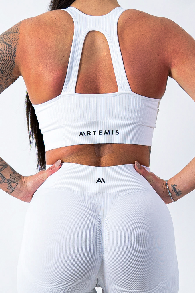 Amy Ribbed Sports Bra White - Artemis Active