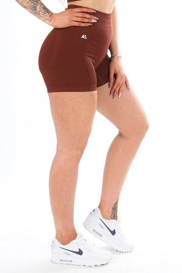 Amy Ribbed Scrunch Bum Shorts Brown - Artemis Active