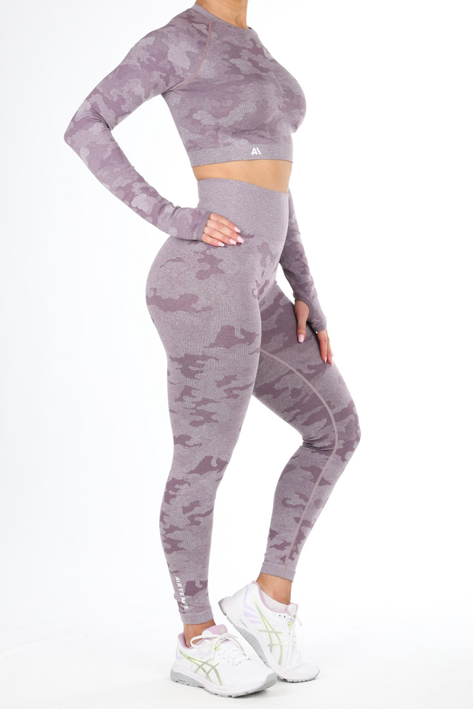 Camden Camo Crop Top Purple - Artemis Active