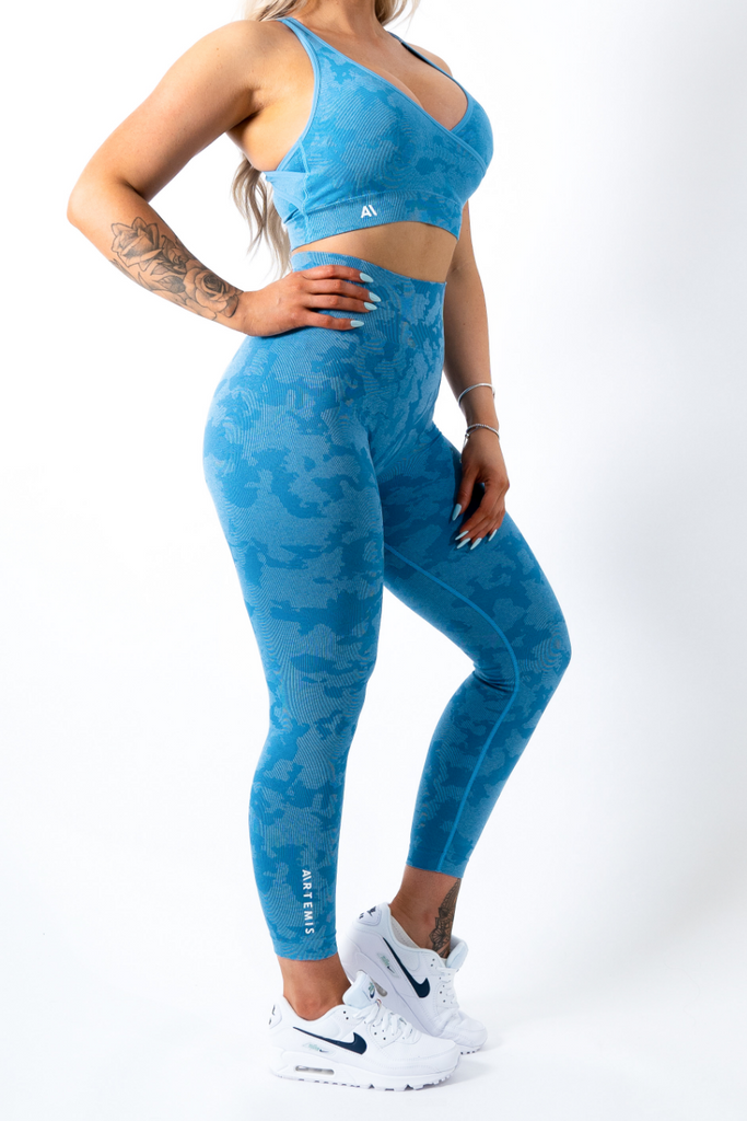 Cameron Camo Sports Bra Blue - Artemis Active