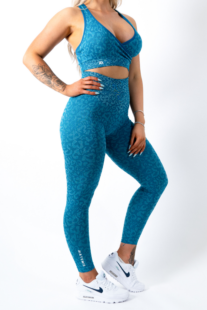 Cameron Leopard Sports Bra Blue - Artemis Active