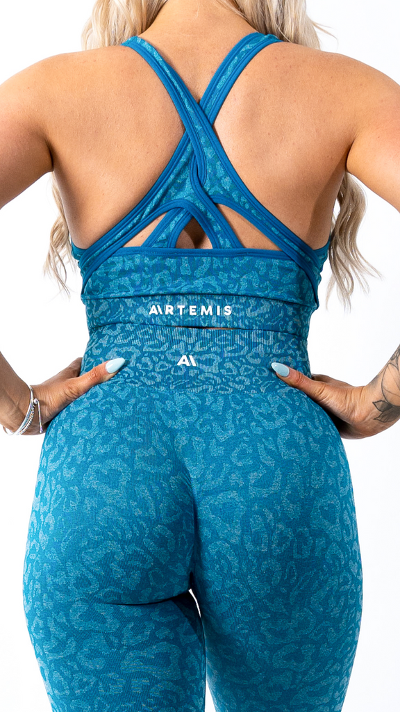 Cameron Leopard Sports Bra Blue - Artemis Active