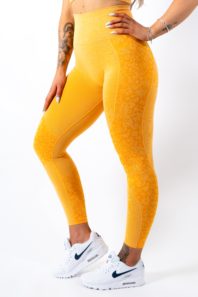Coco-Fly Scrunch Bum Leggings Orange/Yellow - Artemis Active