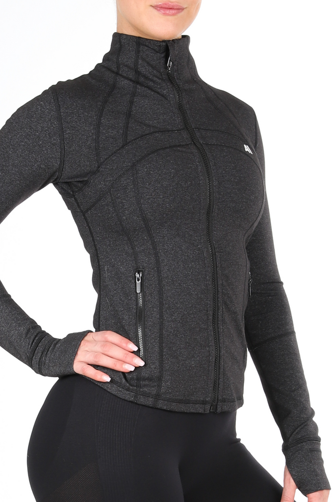 Cathy Full Length Running Jacket Charcoal - Artemis Active