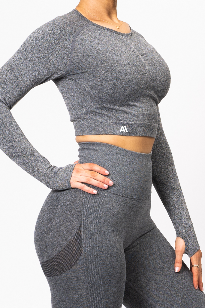Nicki Marle Scrunch Crop Top Charcoal - Artemis Active