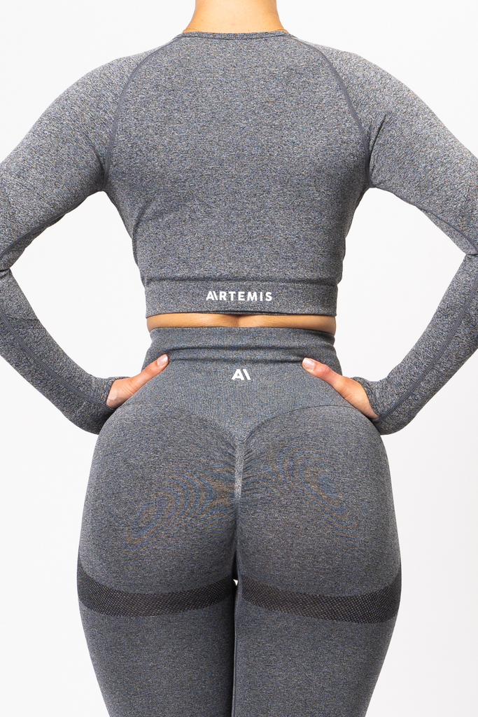 Nicki Marle Scrunch Crop Top Charcoal - Artemis Active