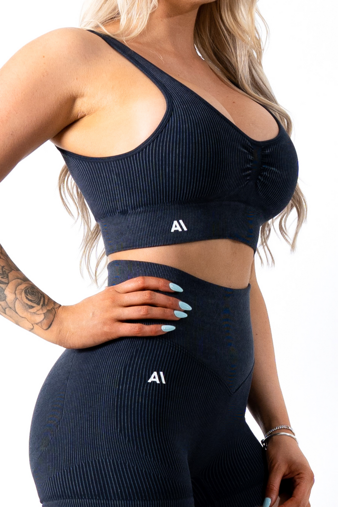 Ruby Rib Thick Strap Sports Bra Black - Artemis Active