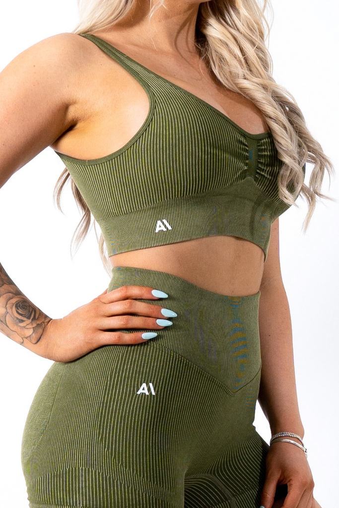 Ruby Rib Thick Strap Sports Bra Green - Artemis Active