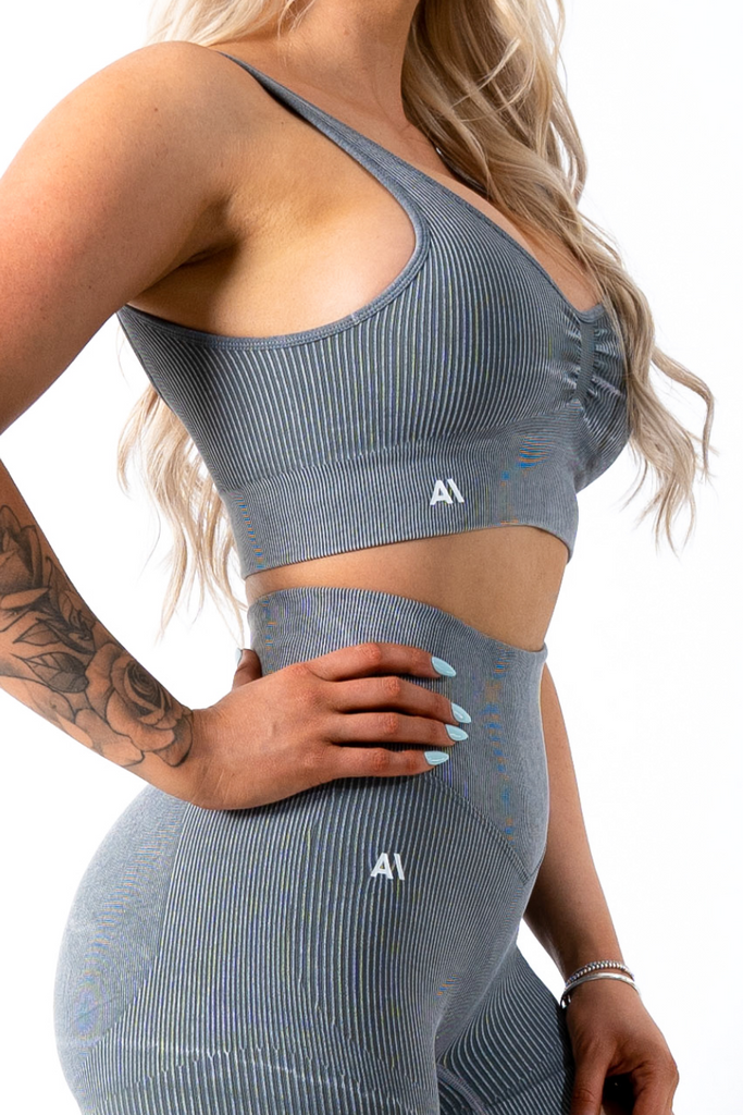 Ruby Rib Thick Strap Sports Bra Grey - Artemis Active
