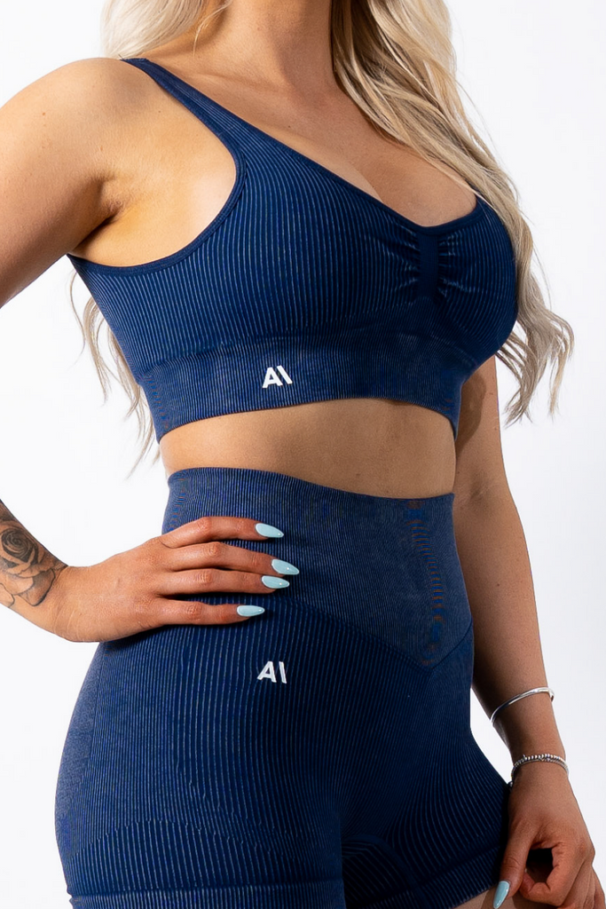 Ruby Rib Thick Strap Sports Bra Navy - Artemis Active