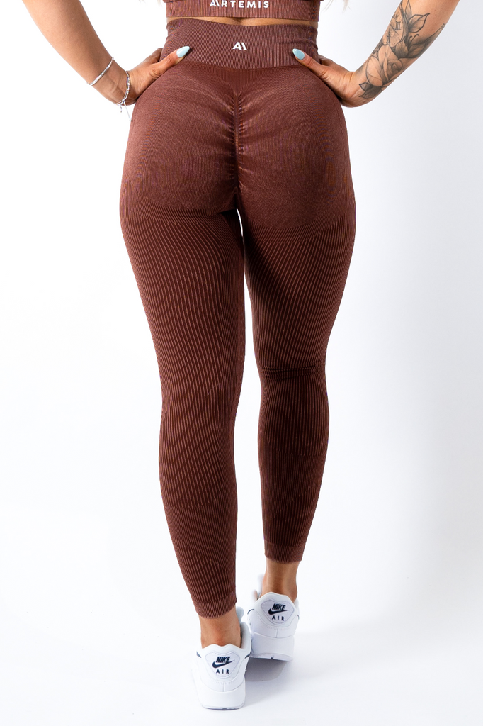 Ruby Rib Scrunchbum Leggings Brown - Artemis Active