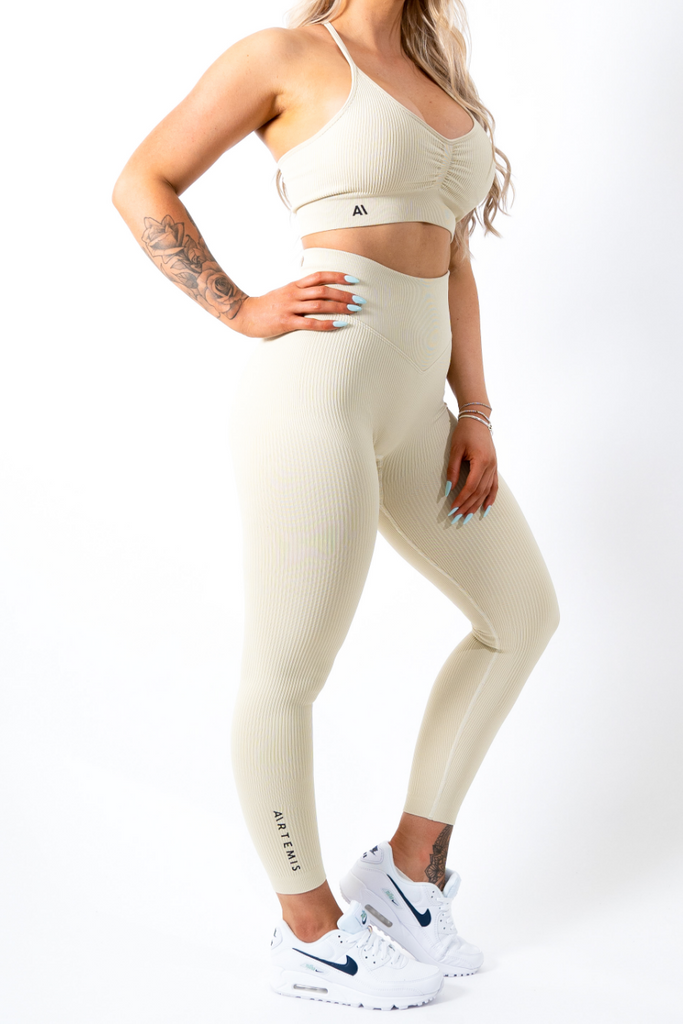 Ruby Rib Scrunchbum Leggings Cream - Artemis Active