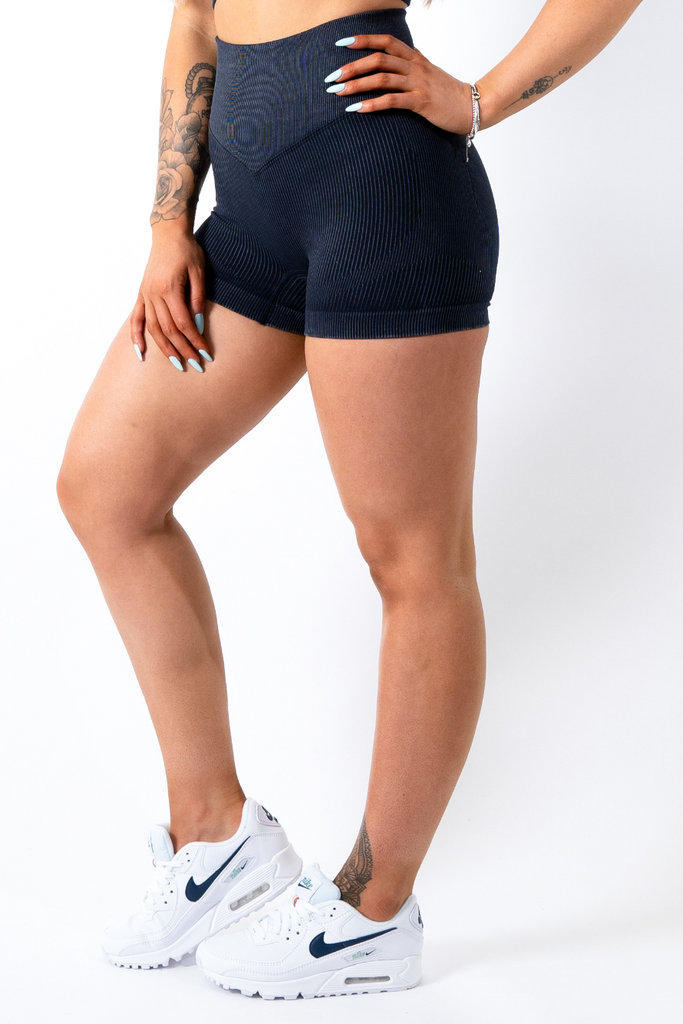 Ruby Rib Scrunchbum Shorts Black - Artemis Active
