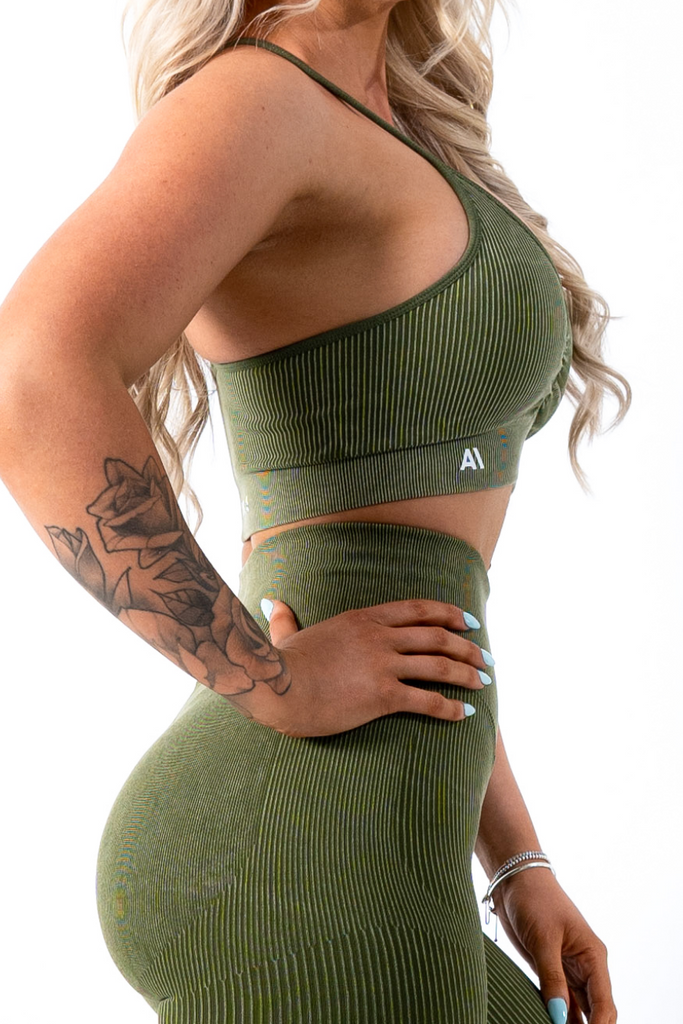 Ruby Rib Thin Strap Sports Bra Green - Artemis Active