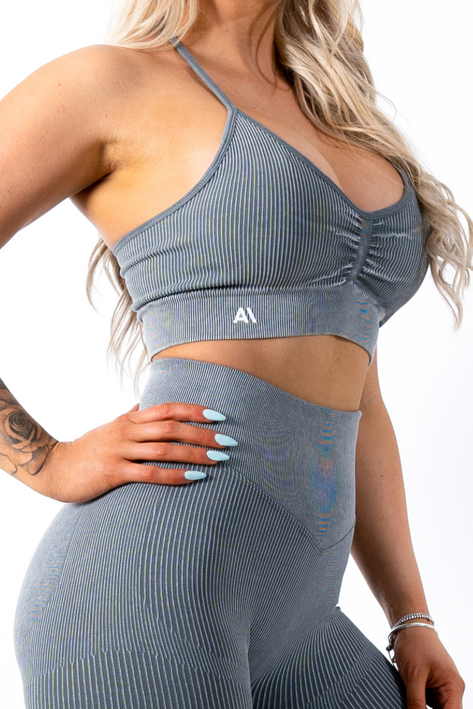 Ruby Rib Thin Strap Sports Bra Grey - Artemis Active